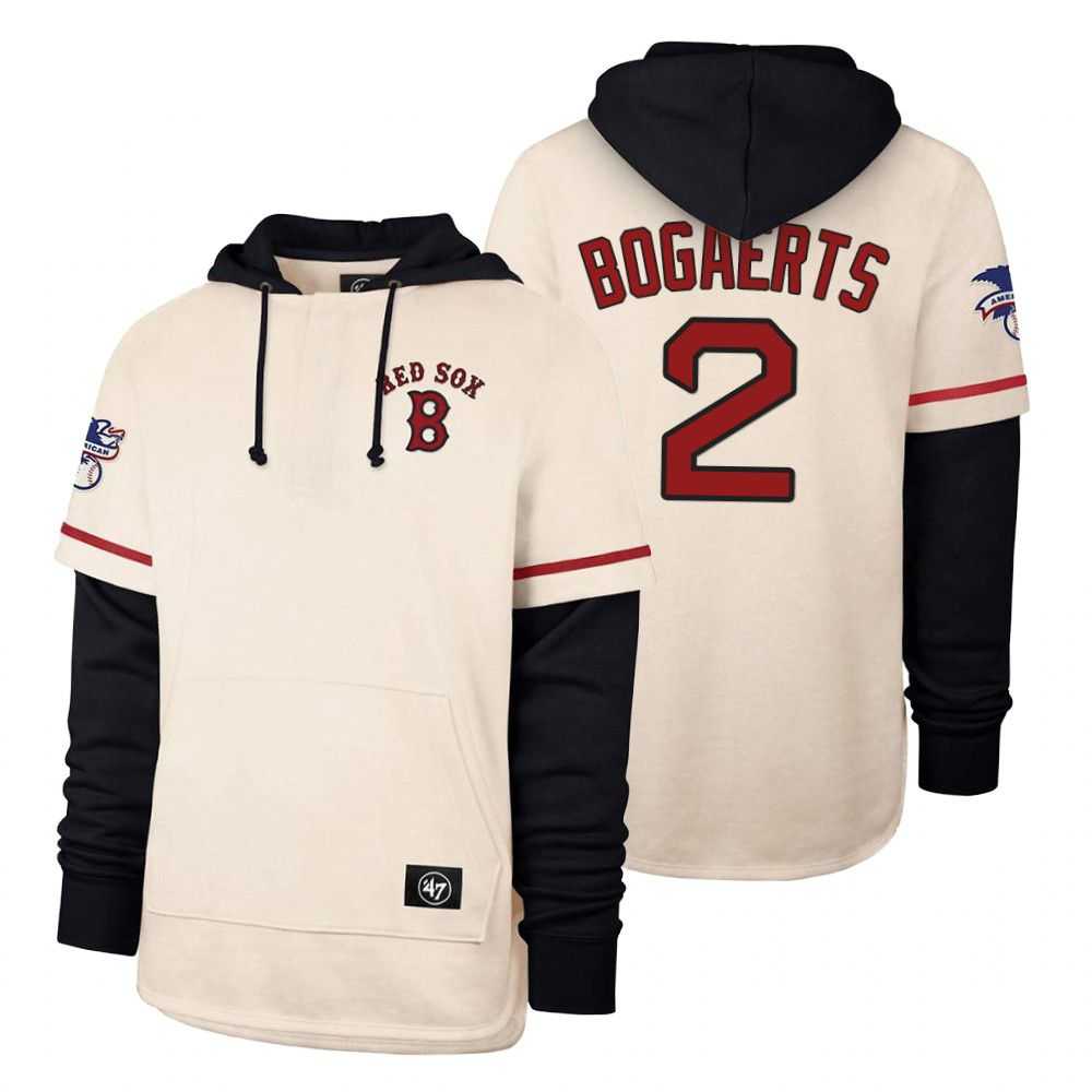 Men Boston Red Sox 2 Bogaerts Cream 2021 Pullover Hoodie MLB Jersey